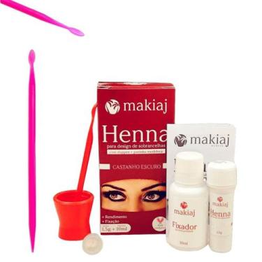 Imagem de Kit Henna Makiaj Com Fixador Sobrancelha Profissional e Palito Duplo D