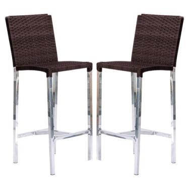 Imagem de Kit com 2 Banquetas Altas Jardim em Fibra Pedra Ferro - Premium Box