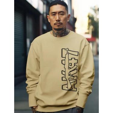 Imagem de Blusa De Frio Moletom Masculino Sem Capuz Careca Flanelado Algodão Pre