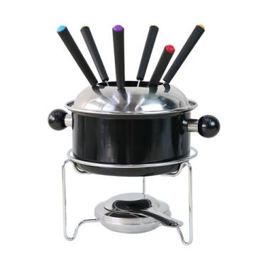 Imagem de Jogo para fondue esmaltado 10 peças preto - CASITA, 1 LITRO