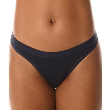 Imagem de Calcinha Biquíni Cotton Demillus 53053 Algodão Cavada, G, Marinho