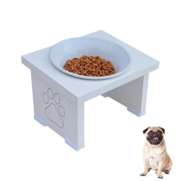 Imagem de Comedouro Pet Cachorro Elevado MDF Simple - Porcelana - Maderacco