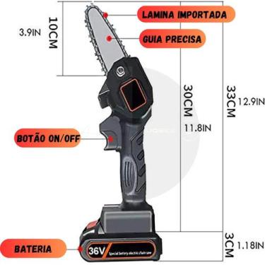 Imagem de SUPER Moto Serra Elétrica Mini Sabre 600w Elétroserra Bateria 24v Cor 