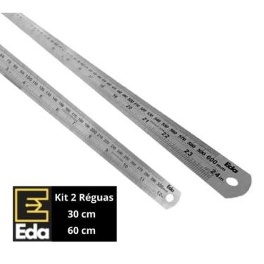 Imagem de Kit 2 Réguas Em Aço Inox De 60cm E 30cm Projetista - EDA