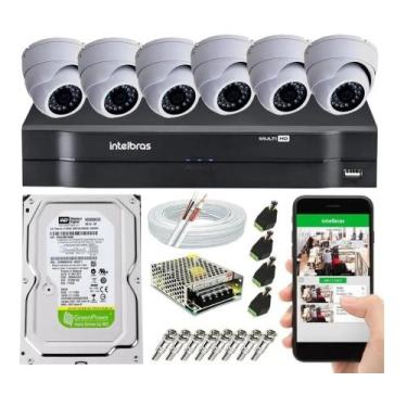Imagem de Kit Cftv 6 Câmeras Segurança Dome Ir Dvr Mhdx Intelbras