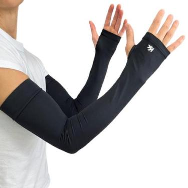 Imagem de Manguito Protetor Braço c Polegar Proteção UV Ciclismo Corrida Basquet