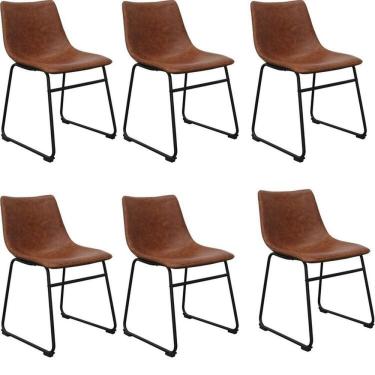 Imagem de Conjunto com 6 Cadeiras para Sala de Jantar Bruna Marrom