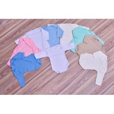 Imagem de Body Manga Longa Roupinha De Bebê Tamanho P Tecido Macio Anti Alérgico