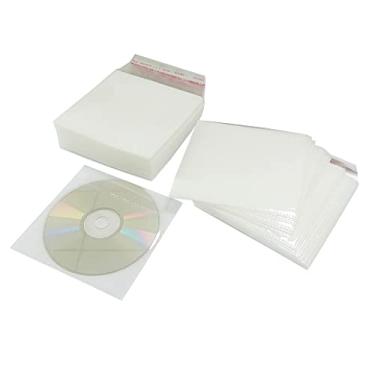 Imagem de HAPLIVES Pacote com 100 refis de CD DVD frente e verso capas de plástico envelope padrão com selagem automática e aba para disco de videogame de filme de música (branco 1)