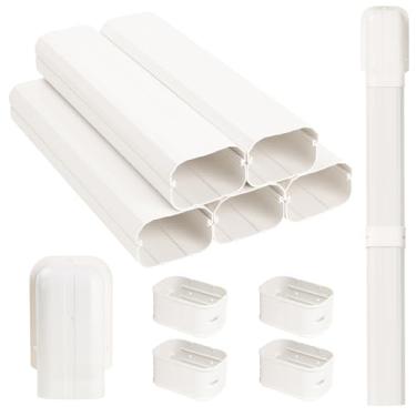 Imagem de KLOLKUTTA Mini capa de conjunto de linha dividida, kit de cobertura de linha de PVC de 10 cm e 7,5 m para mini condicionadores de ar e bombas de calor sem duto externo com duto flexível