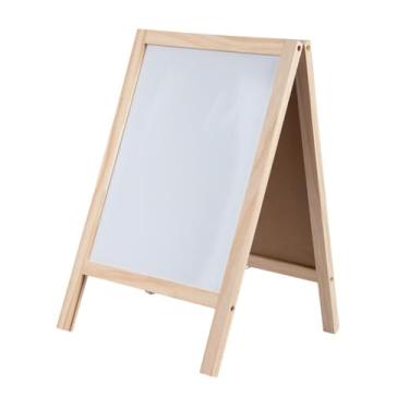 Imagem de IEUDNS Quadro branco dupla face, placa de memorando, mensagem de madeira, pequeno, portátil, autônomo, desenho para propaganda, 25cmx40cm