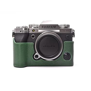 Imagem de Rieibi Capa Fuji XT5 - Meia capa de couro genuíno de qualidade para câmera digital X-T5 - Capa protetora para Fuji XT5 X-T5, verde, capa de beleza