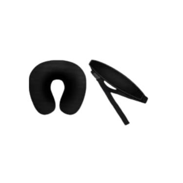 Imagem de Kit Almofada de pescoço + Faixa Apoio Suporte Cabeça de Bebê Cadeirinha Carro (Kit Preto Infantil)