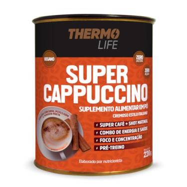 Imagem de Super Cappuccino Termogênico 220g Vegano Thermo Life Café Com Tcm E Especiarias Naturais Zero Lactose