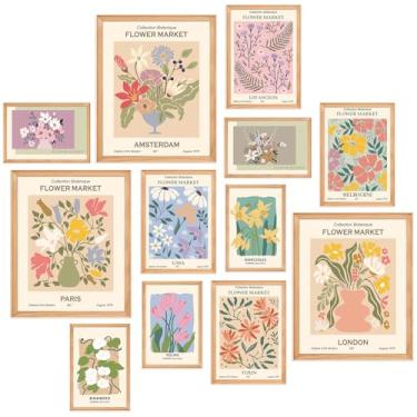 Imagem de Dazoratix Impressão de parede do mercado de flores - 12 peças decoração de quarto Matisse kit de colagem floral vintage estética natureza pôsteres arte para dormitório adolescente escritório meninas