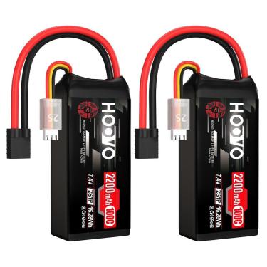 Imagem de Bateria Lipo HOOVO 2S 7,4 V 2200mAh 100C com conector TR - pacote com 2