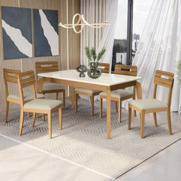 Imagem de Conjunto Mesa Petra com 6 Cadeiras Madeira Maciça - Kappesberg
