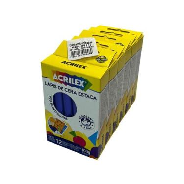 Imagem de 6 Cxs Lápis De Cera Estaca Azul - Acrilex