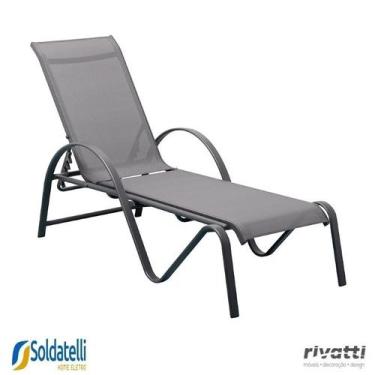 Imagem de Espreguiçadeira Chaise Outdoor Búzios Amêndoa Tela Bege e Grafite Tela