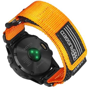Imagem de Pulseira de relógio esportivo de nylon, pulseira militar de 26 mm compatível com Garmin Fenix 8 51 mm/7X/7X Pro/6X/6X Pro/5X/5X Plus, Tactix 7 Pro/Delta, Quatix 6X/5X, Descent MK1/MK2, Instinct 2X,