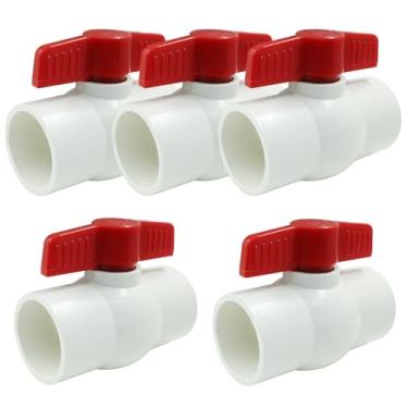 Imagem de Kemcatui Pacote com 2 válvulas esféricas de PVC de 1 1/2 polegada, válvulas de esfera de desligamento de água, válvula de esfera com alça em T, encaixe deslizante para piscina, sistema de tubulação de