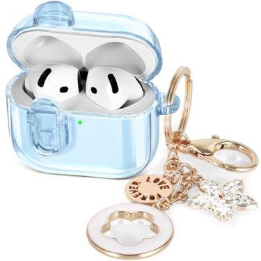 Imagem de (com trava de segurança) capa transparente compatível com lindas capas femininas para Apple Airpods 4 2024 2024, capas transparentes, TPU macio, 4 gerações, iPods, 4 fones de ouvido, chaveiro para