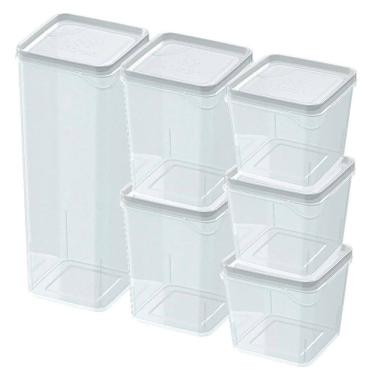 Imagem de Pote Quadrado Modular Para Cozinha Conjunto C/ 6 Organizador de Alimentos Empilhável