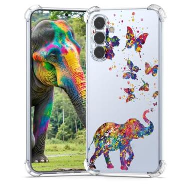Imagem de BEIMEITU Capa para Samsung Galaxy S25 Borboleta Elefante Bonita, Capa Móvel Macia Meninas Design Borboleta À Prova de Choque Capa Protetora Infantil Traseira Transparente para Samsung Galaxy S25