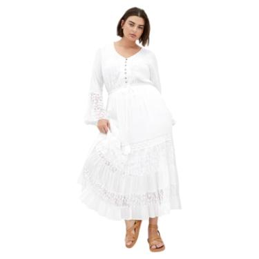 Imagem de City Chic Vestido longo feminino plus size - renda Tisha, Marfim, 54