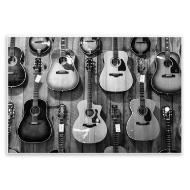 Imagem de Stupell Industries Design artístico de placa de parede suspensa para guitarras acústicas por Jennifer Rigsby, 48 x 33