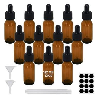 Imagem de REUJIHXY Frasco conta-gotas âmbar de 15 ml, frascos de tintura com conta-gotas de vidro, para óleos essenciais, aromaterapia, cosméticos, laboratório, farmácia, líquidos, viagens (12)