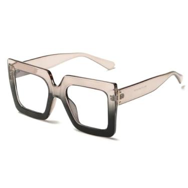 Imagem de Óculos de sol femininos, armações clássicas, armação grande, óculos de grau planos, moda masculina, óculos de sol retrô, UV400, champanhe, preto, tamanho único