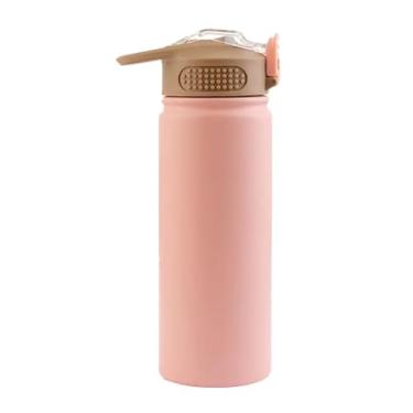 Imagem de Garrafa Térmica Squeeze 530ml, com Tampa Flip, Parede Dupla de Aço Inox, Livre de BPA, Para Academia, Ideal para Água - Branco e Rosa (Rosa)