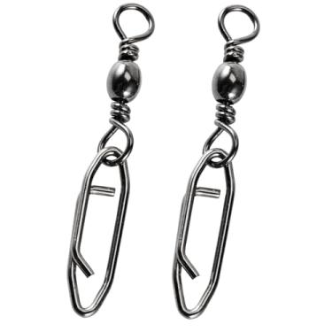 Imagem de Atibin Clipes giratórios de pesca em água salgada em água doce, encaixes, tambor de pesca, giratório, rolamento, pescaria, clipe de pressão preto, níquel, 50 peças, 31 kg