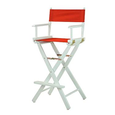 Imagem de Casual Home Cadeira de diretor de lona vermelha com moldura branca de 76,20 cm (30"), altura de barra