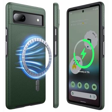 Imagem de NJROW Capa magnética forte para Google Pixel 6a compatível com MagSafe [2024 atualizado] [camada dupla resistente] [à prova de choque militar] capa robusta para celular Google Pixel 6a fina, verde