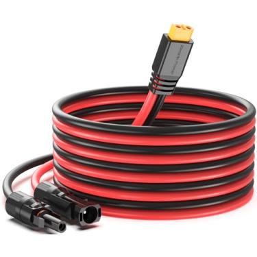 Imagem de Bateria Power Cabo de extensão de carga solar para XT60, conector solar de 12 AWG de 15 pés para cabo adaptador XT60 para painel solar para estação de energia portátil gerador solar LiFePO4 bateria RV