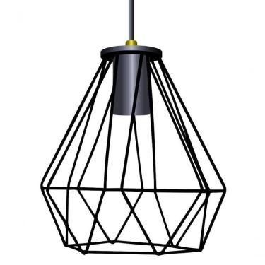 Imagem de Lustre Luminária Diamante Moderno Pendente 3d Preto Preto