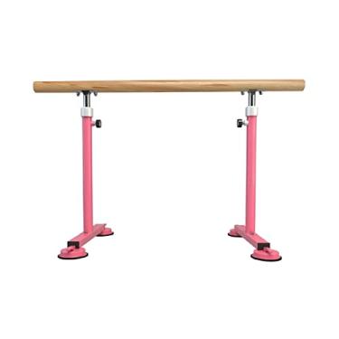 Imagem de Barra de balé barra de alongamento de dança de madeira maciça ajustável em altura bastões de treino de dança portáteis com ventosas antiderrapantes (rosa 1,5 m)