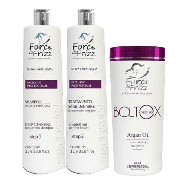 Imagem de Escova Semi Definitiva Force De Frizz E Boltox De Argan 1Kg