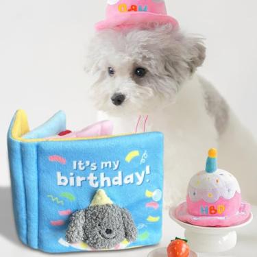 Imagem de Gelako Brinquedos de esconde-esconde-esconde, aniversário para cães de pelúcia interativo comedouro lento petisco para cães, interativo para cães pequenos e médios