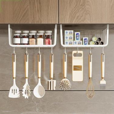 Imagem de Prateleiras de cozinha, artefatos de armazenamento, armários pendurados em camadas, cestos suspensos, armários domésticos não perfurados de ferro forjado, cabides de porta pendurados