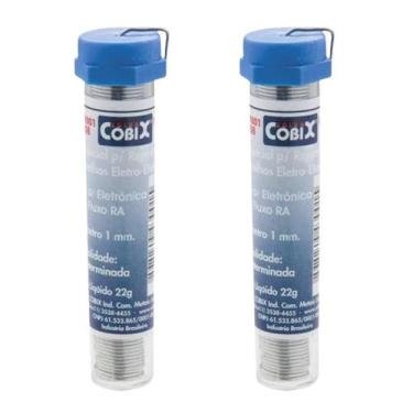 Imagem de 2 Tubos Fio Estanho P/ Solda C/ Fluxo Ra 22g 1,00mm Cobix