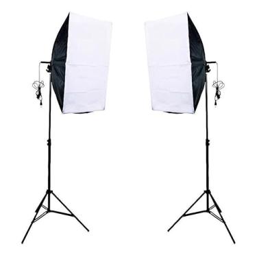Imagem de Kit Par de Softbox 50x70cm e Tripé 2m 2 metros para Estúdio, Fotografia, Vídeo, YouTube, Lives e Maquiagem - Luz Contínua Soquete E27 ITWO
