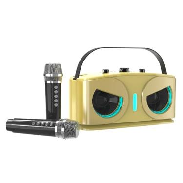 Imagem de Máquina de karaokê Bluetooth profissional Owl - microfone duplo + amplificador + tocador de música, remove vocais originais, baterias de 2400mAh + 800mAh, efeitos de luz LED, perfeita para reuni