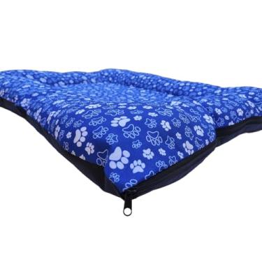 Imagem de Caminha Pet Para Cachorro ou Gato Lavável com Zíper Colchonete Pet Macio(GG - 85x62cm,Azul)