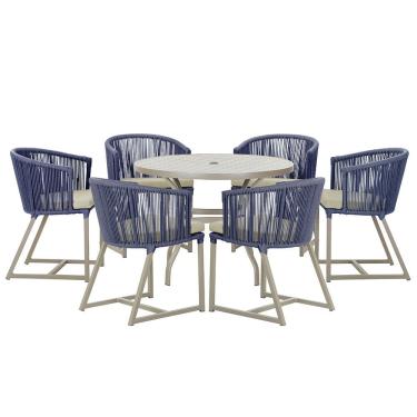 Imagem de Mesa com 6 Cadeiras de Jantar Roma 120cm e Noronha em Alumínio