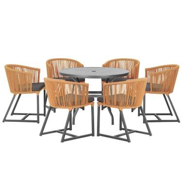 Imagem de Mesa com 6 Cadeiras de Jantar Roma 120cm e Noronha em Alumínio