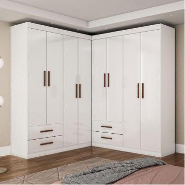 Imagem de Closet Casal Duplo Lu 8 Portas 4 Gavetas Branco - CARIOCA MÓVEIS