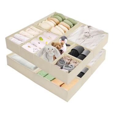 Imagem de Organizadores de gavetas, organizador de gavetas, conjunto de roupas para berçário, armário, quarto, pacote com 12 gavetas dobráveis de tecido, divisórias de armazenamento para meias, sutiãs, lingerie